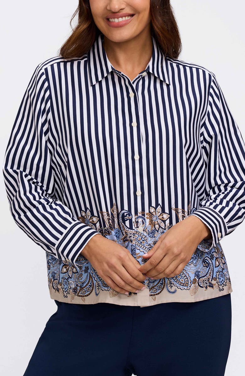 Foxcroft Jodie Stripe Cotton Button-Up Shirt, Main, color, 