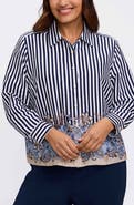 Foxcroft Jodie Stripe Cotton Button-Up Shirt