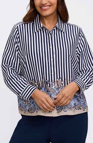 Foxcroft Jodie Stripe Cotton Button-Up Shirt
