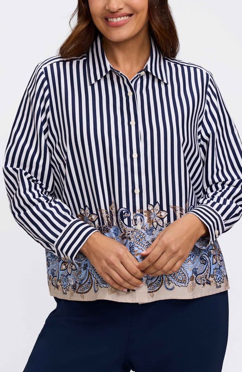 Foxcroft Jodie Stripe Cotton Button-up Shirt In Black