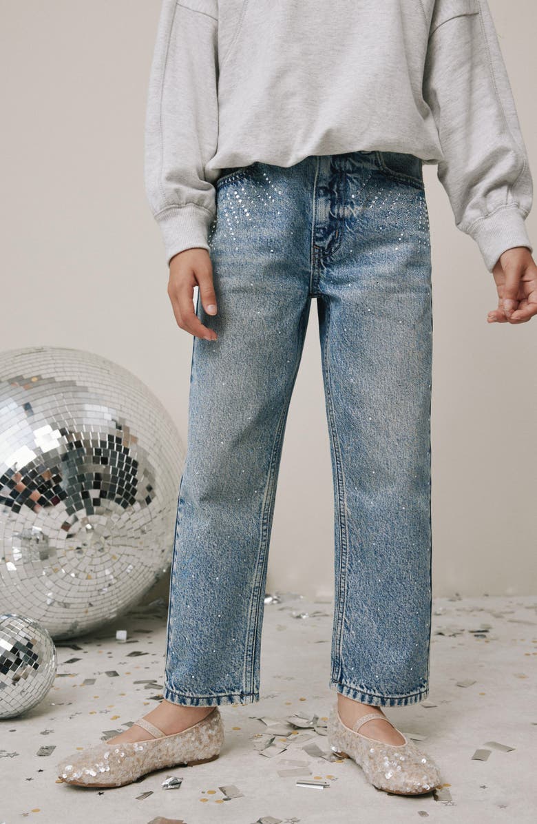 NEXT Kids' Sequin Splatter Jeans, Alternate, color, Blue