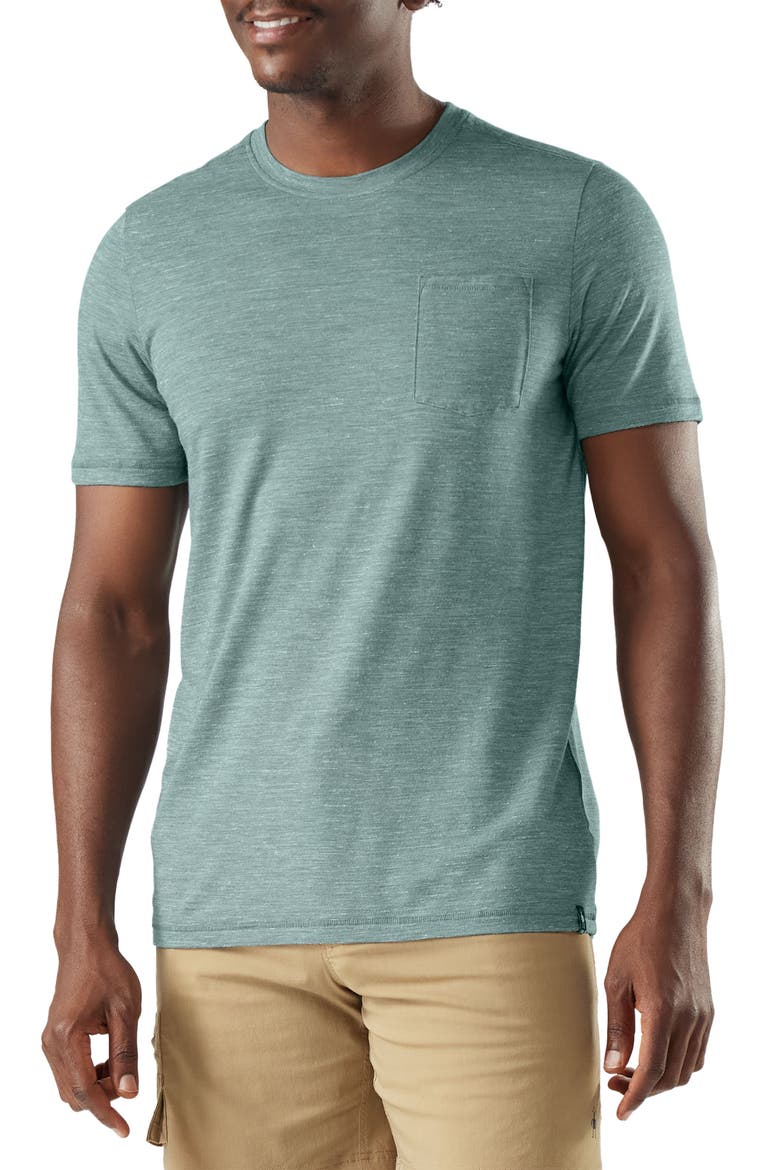 Merino Wool Blend Pocket T-Shirt, Main, color, DUSTY TEAL HEATHER