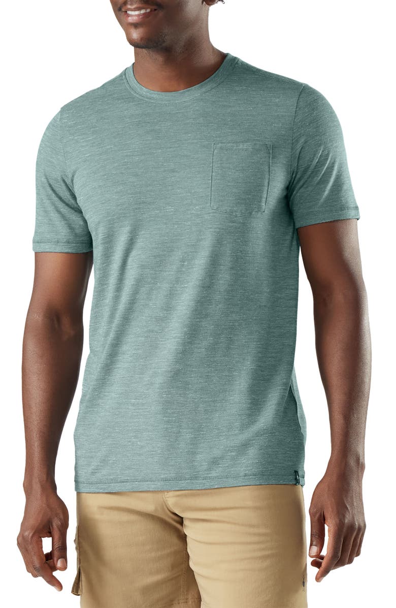 Smartwool Merino Wool Blend Pocket T-Shirt, Main, color, Dusty Teal Heather