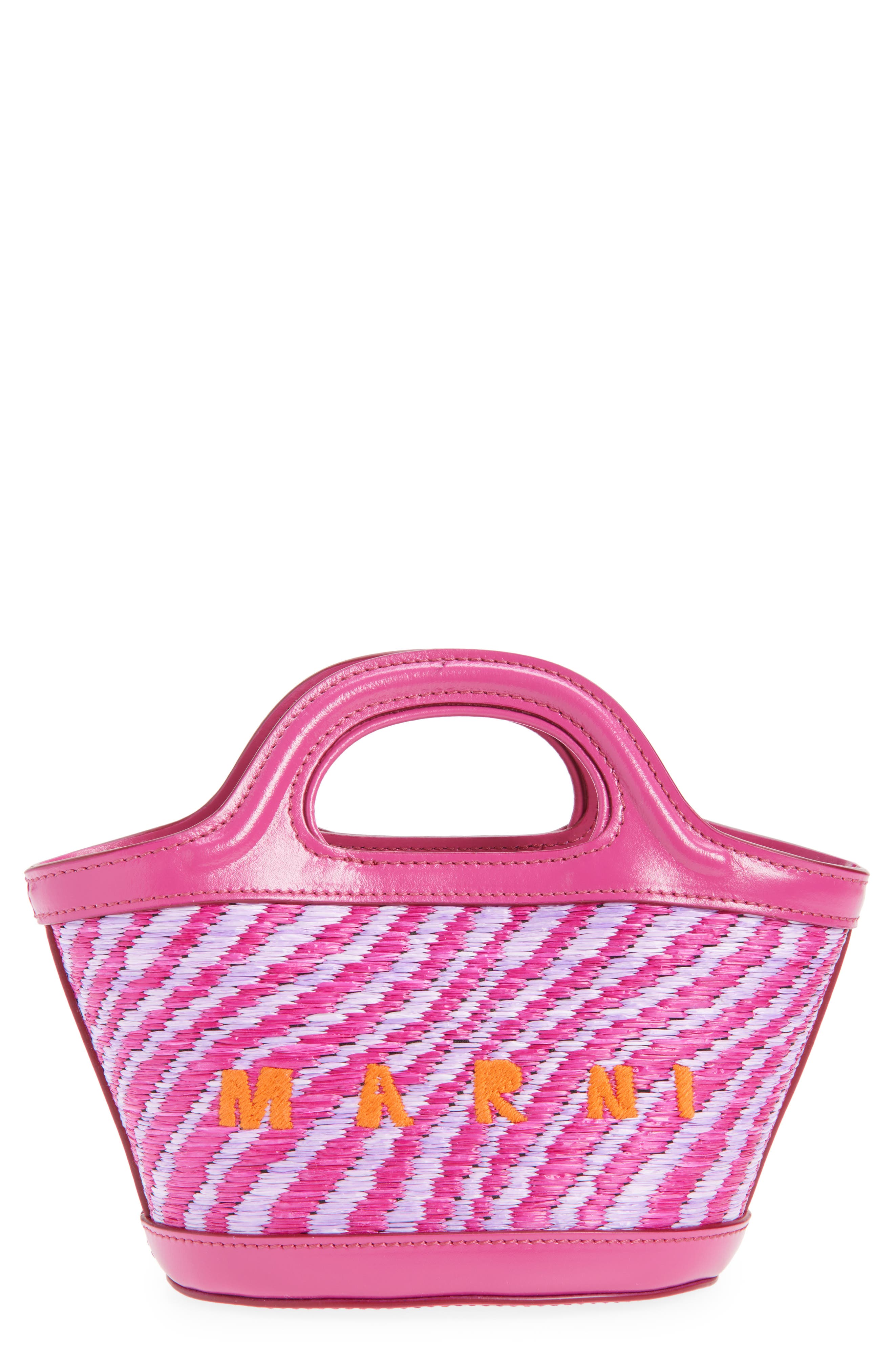 Marni Micro Tropicalia Logo Woven Bag, Main, color, Cassis