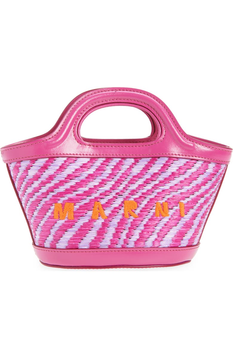 Marni Micro Tropicalia Logo Woven Bag, Main, color, Cassis