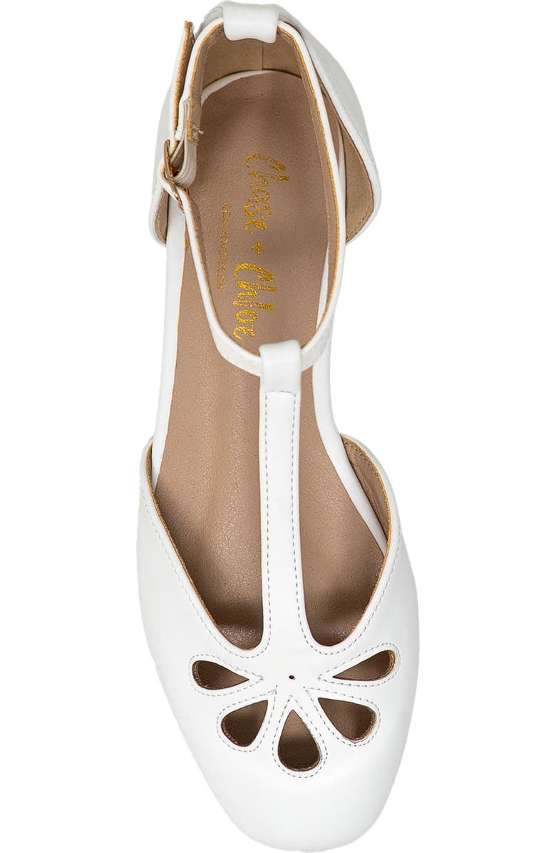 CHASE AND CHLOE Fergie T-Strap Ballerina Flat, Alternate, color, White Pu