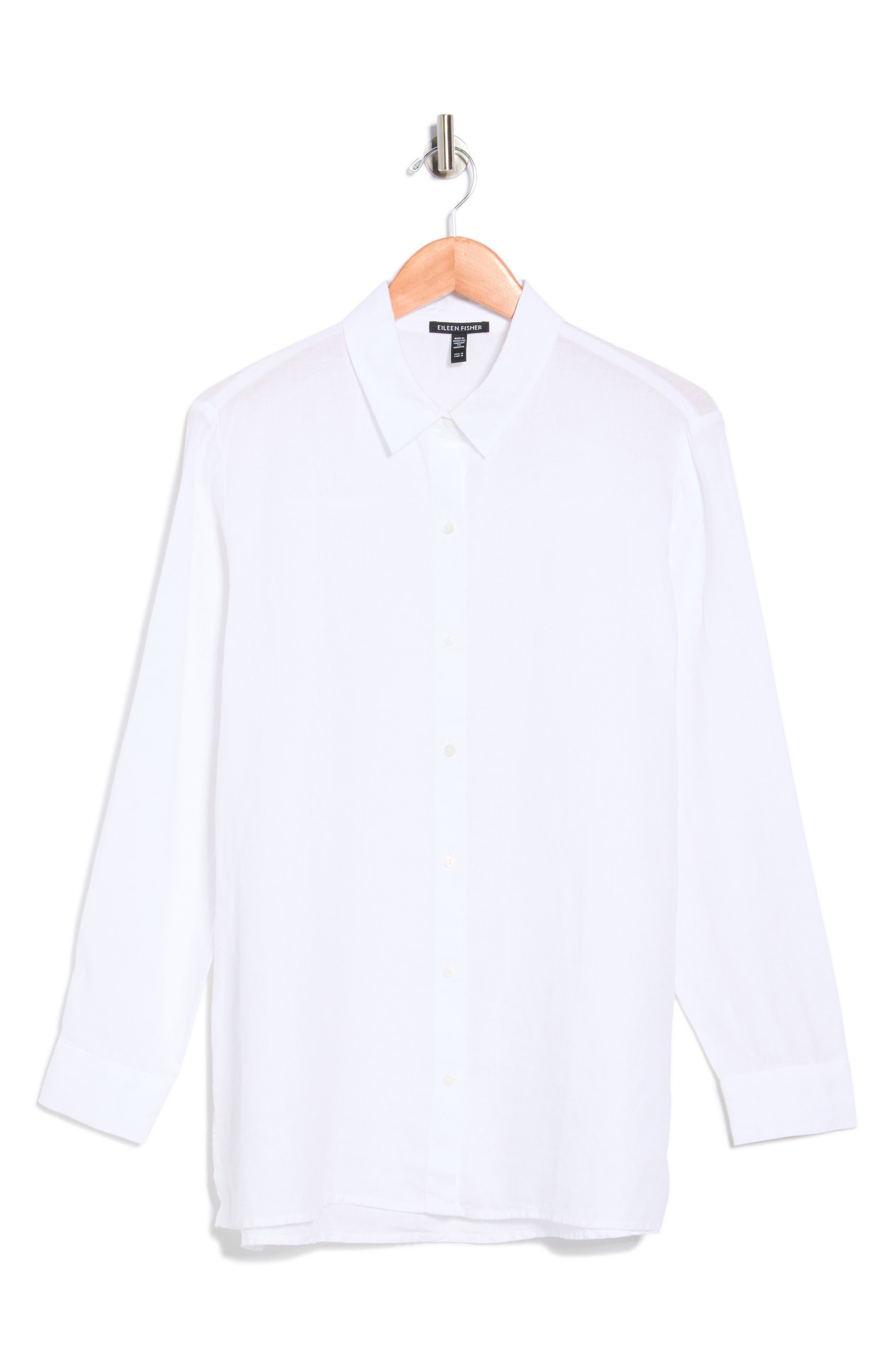 Eileen Fisher Classic Collar Organic Linen Button-Up Shirt