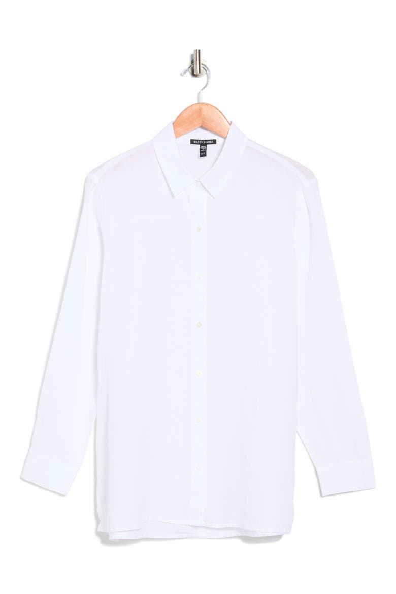 Classic Collar Organic Linen Button-Up Shirt, Alternate, color, WHITE