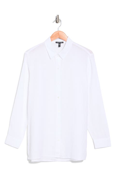 Classic Collar Organic Linen Button-Up Shirt