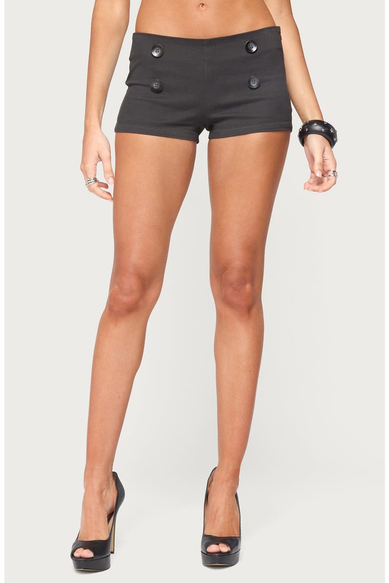 Leala Button Micro Shorts, Main, color, DARK-GRAY