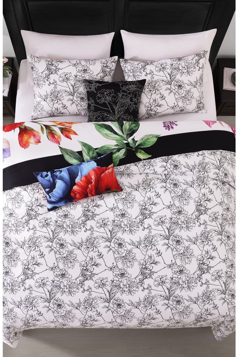 Petal Portrait Comforter Set, Alternate, color, WHITE