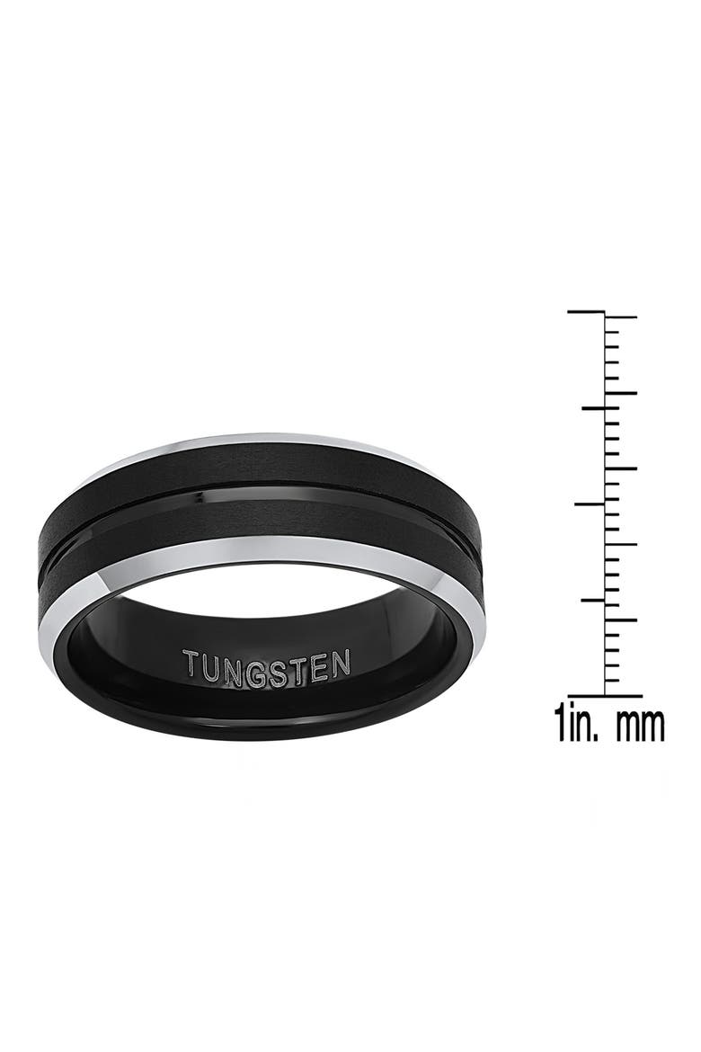 Men's Two-Tone Tungsten Ring, Alternate, color, SILVER/ BLACK
