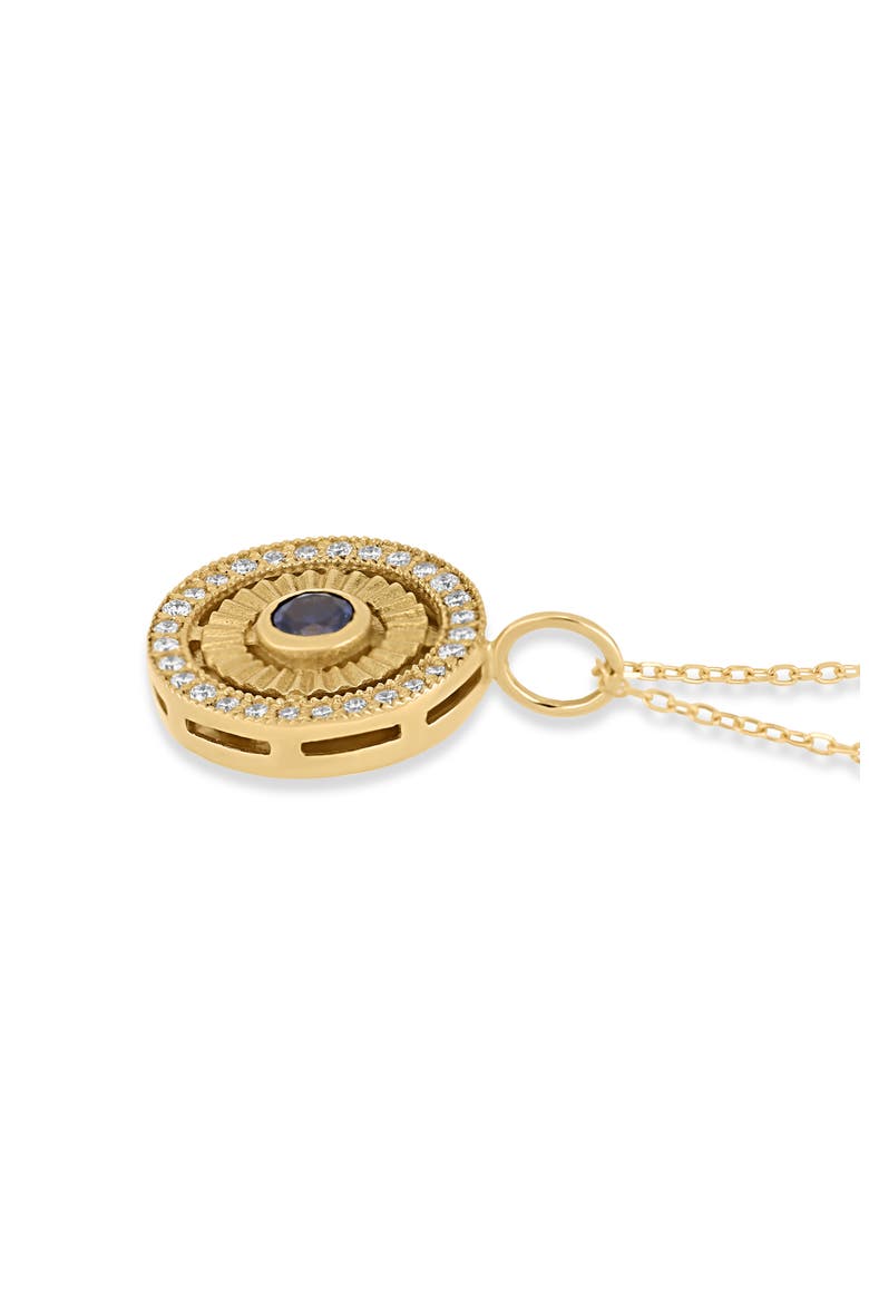 18K El Mar Gemstone & Diamond Circle Pendant Necklace (Online Trunk Show), Alternate, color, 18K YG/ DIAMOND/ SAPPHIRE