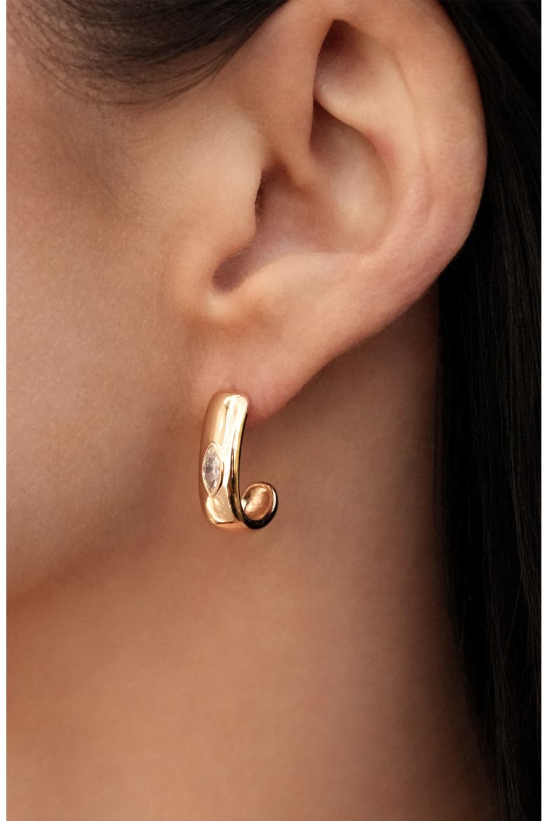 Marquise Hoop Earrings, Alternate, color, GOLD