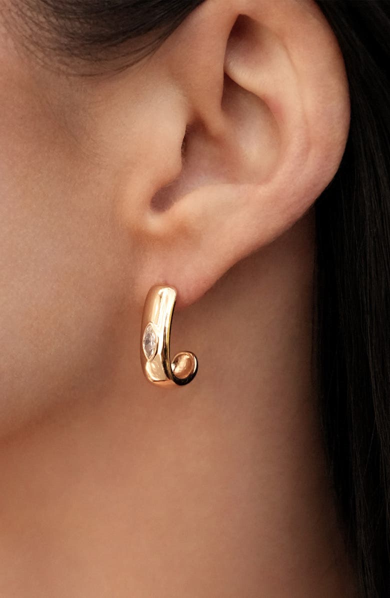 Ettika Marquise Hoop Earrings, Alternate, color, Gold