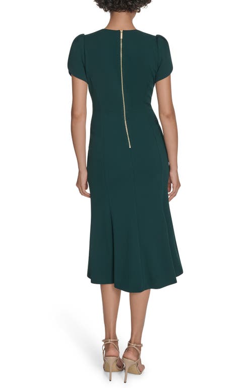 Calvin Klein Tulip Sleeve Crepe A-line Midi Dress In Green