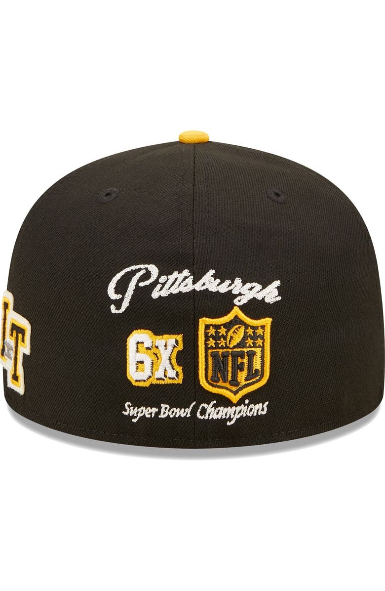 New Era Men's New Era Black/Gold Pittsburgh Steelers Super Bowl XLIII Letterman 59FIFTY Fitted Hat, Alternate, color,