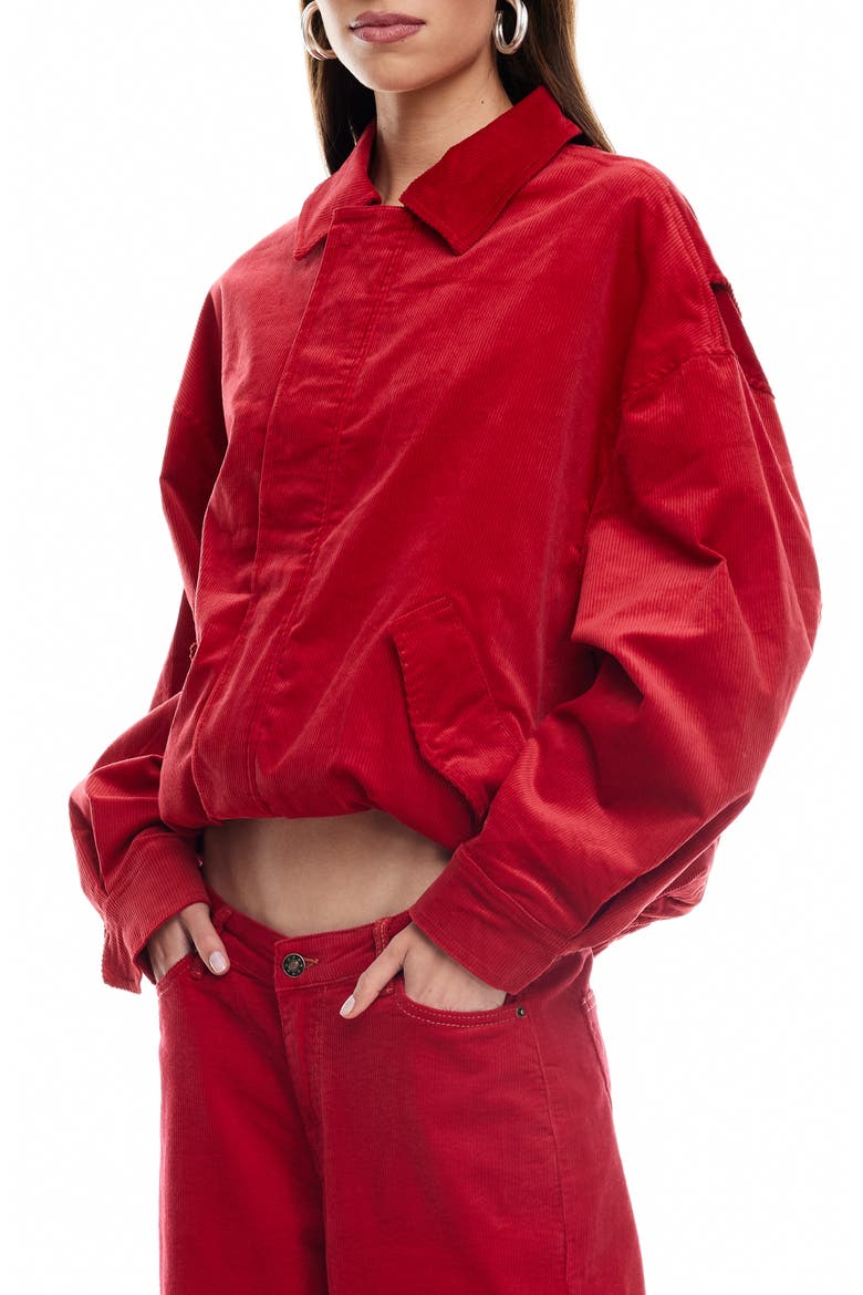 Kenny Oversize Corduroy Bomber Jacket, Alternate, color, CRIMSON