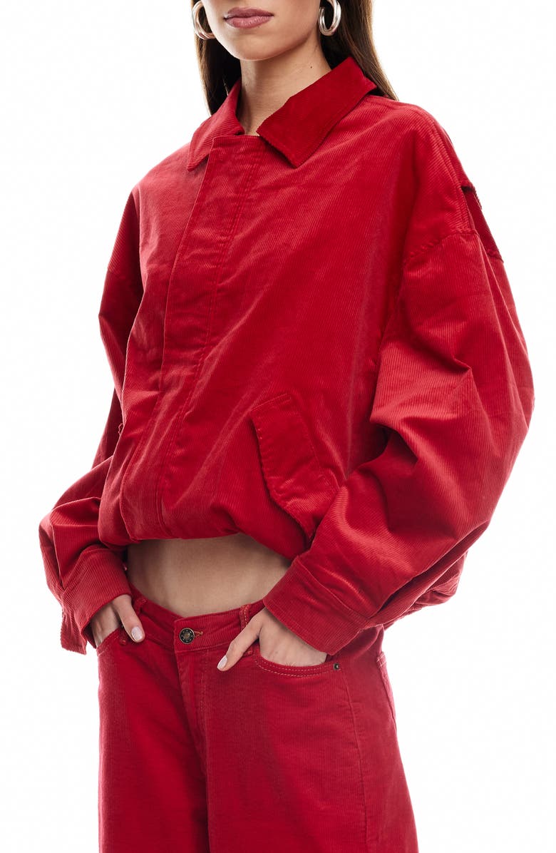 LIONESS Kenny Oversize Corduroy Bomber Jacket, Alternate, color, Crimson