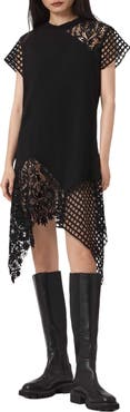 AllSaints Zala Asymmetric Crochet Dress