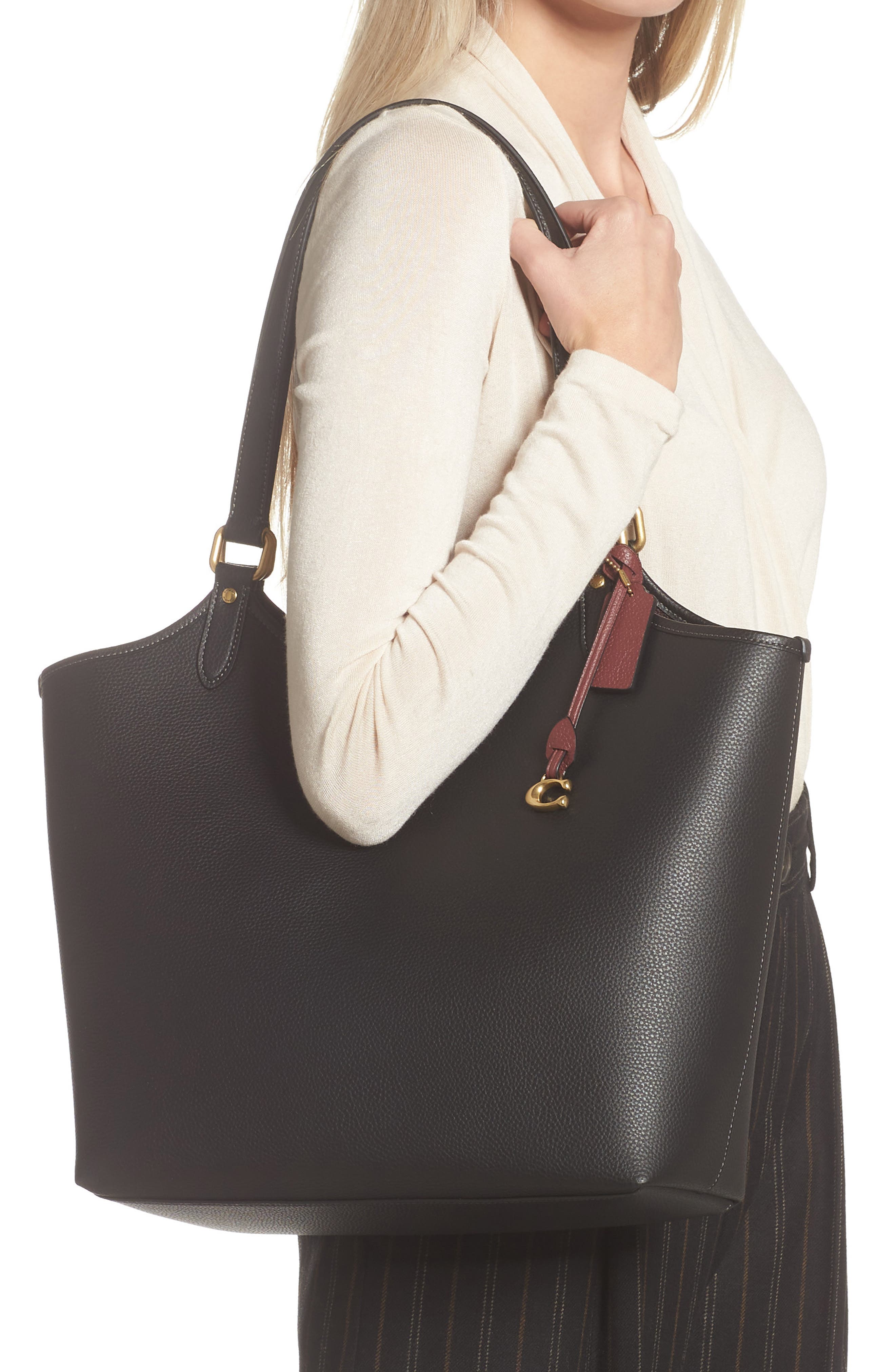 COACH Polished Pebble Leather Day Tote, Alternate, color, 