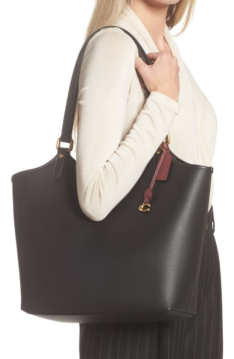 COACH Polished Pebble Leather Day Tote, Alternate, color,