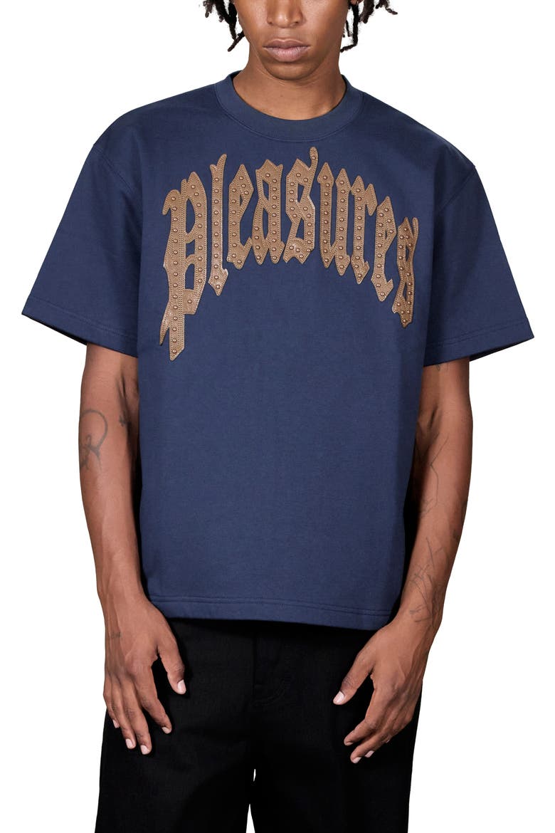 Twitch Studded Appliqué T-Shirt, Main, color, NAVY