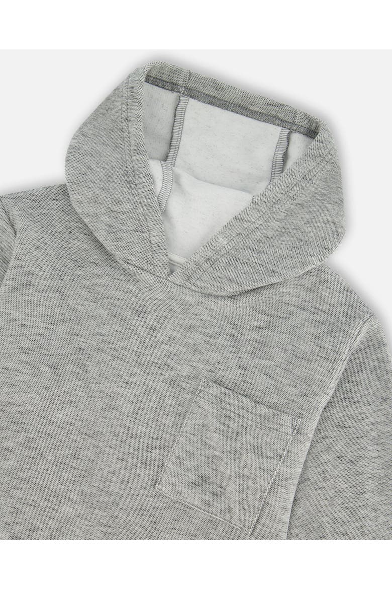Little Boy's Super Soft Brushed Hooded T-Shirt With Pocket Dark Gray Mix, Alternate, color, Anthracite