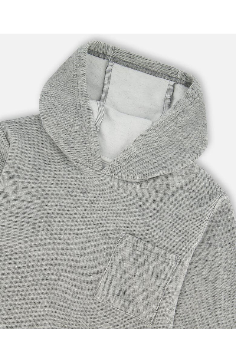 Deux par Deux Little Boy's Super Soft Brushed Hooded T-Shirt With Pocket Dark Gray Mix, Alternate, color,