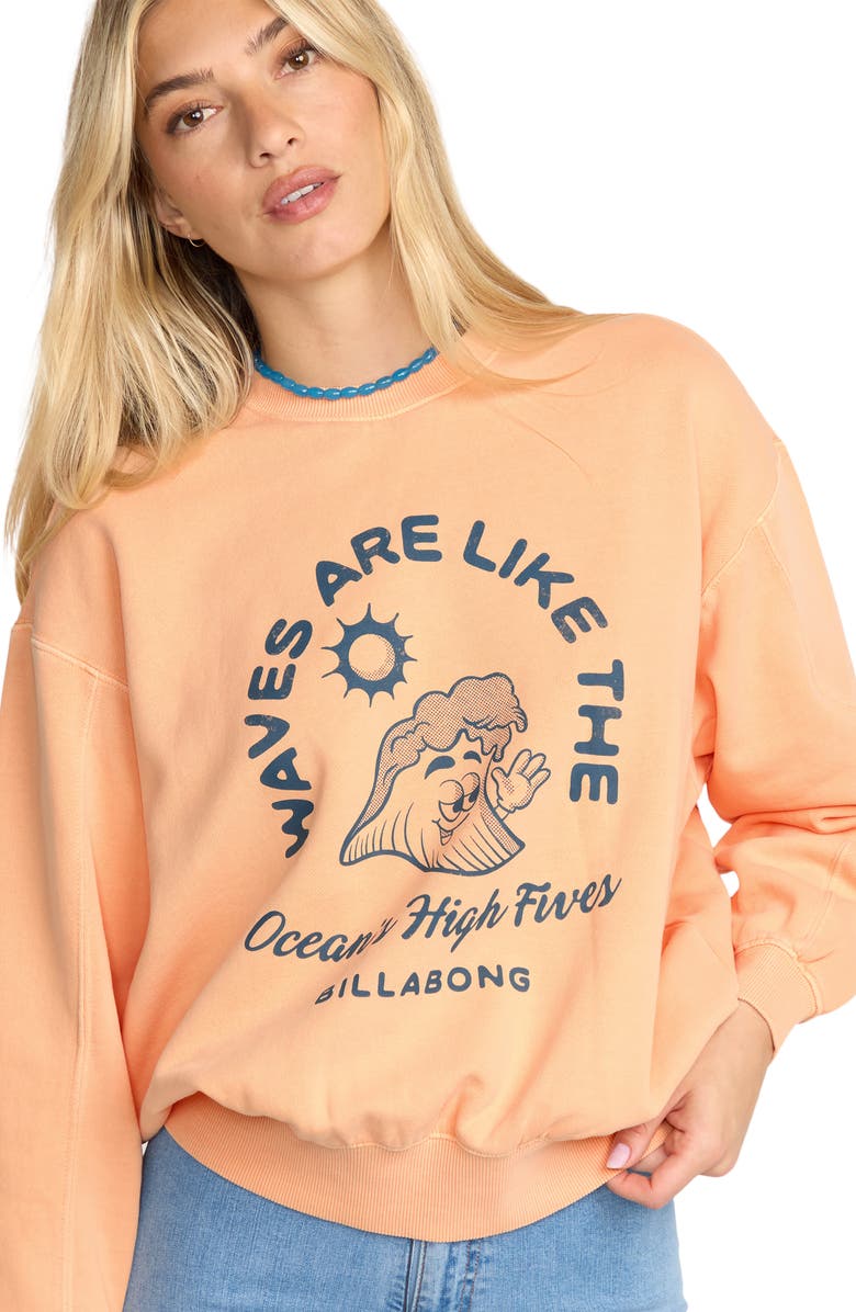 Billabong Time for Kendal Crewneck Fleece Graphic Sweatshirt, Alternate, color, Sunstone