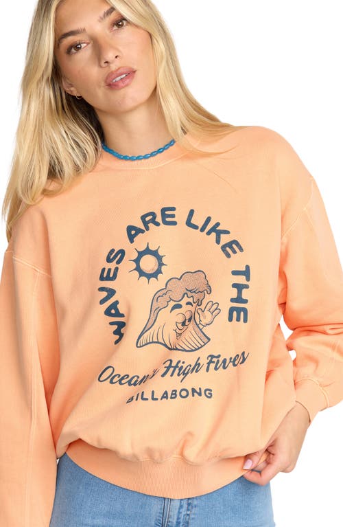 Billabong Time For Kendal Crewneck Fleece Graphic Sweatshirt In Orange