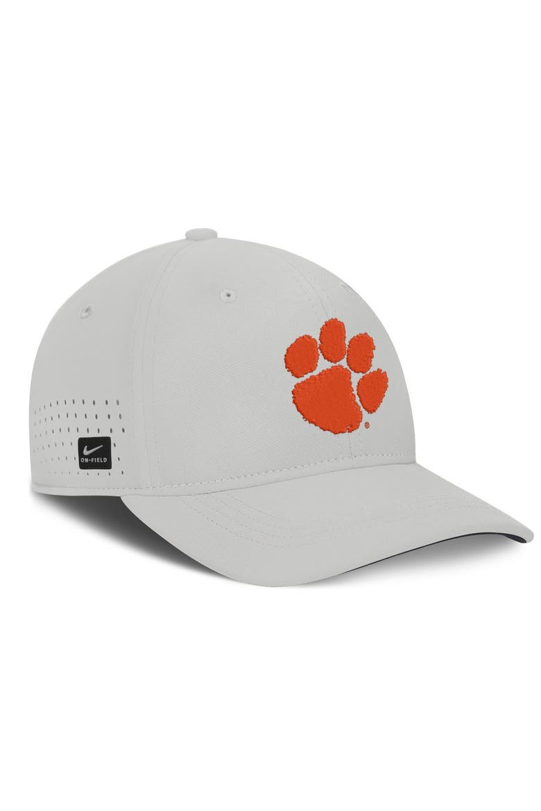 Men's Nike  Gray Clemson Tigers 2026 Sideline Practice AeroBill SwooshFlex Dri-FIT Hat, Alternate, color, Gray