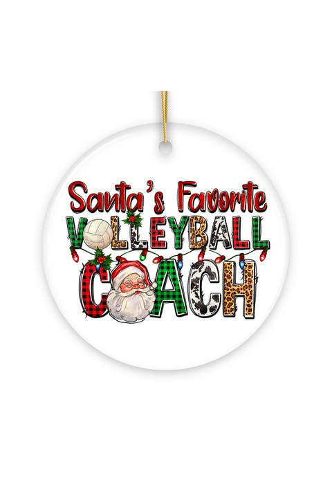 Santas Favorite Volleyball Coach Plaid Ornament