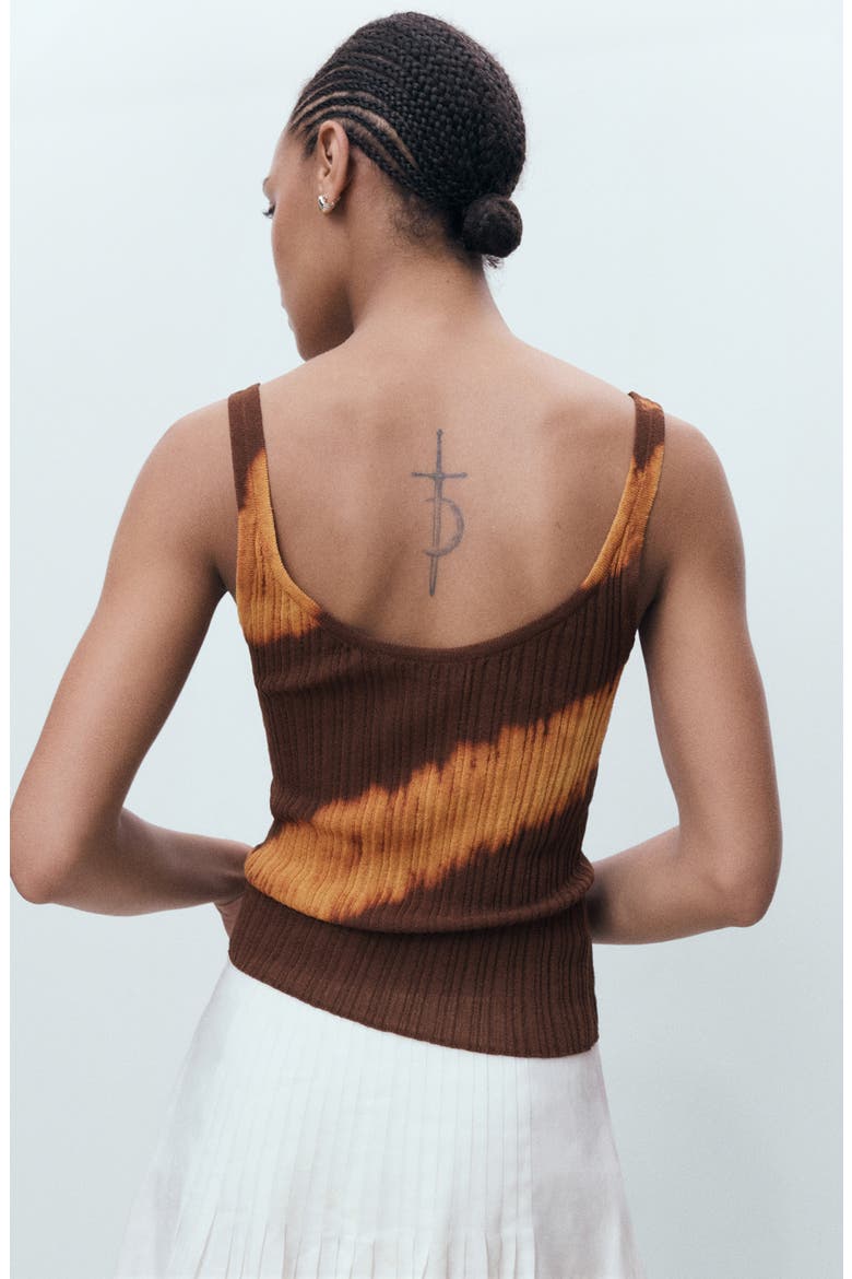Tie Dye Rib Tank, Alternate, color, BROWN