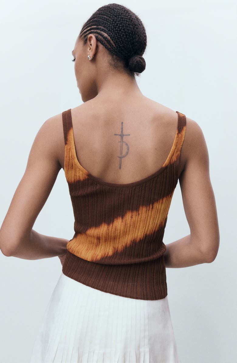 MANGO Tie Dye Rib Tank, Alternate, color, Brown