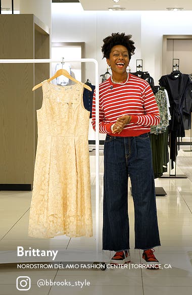 Adrianna Papell Floral Embroidered Fit Flare Midi Dress Nordstrom