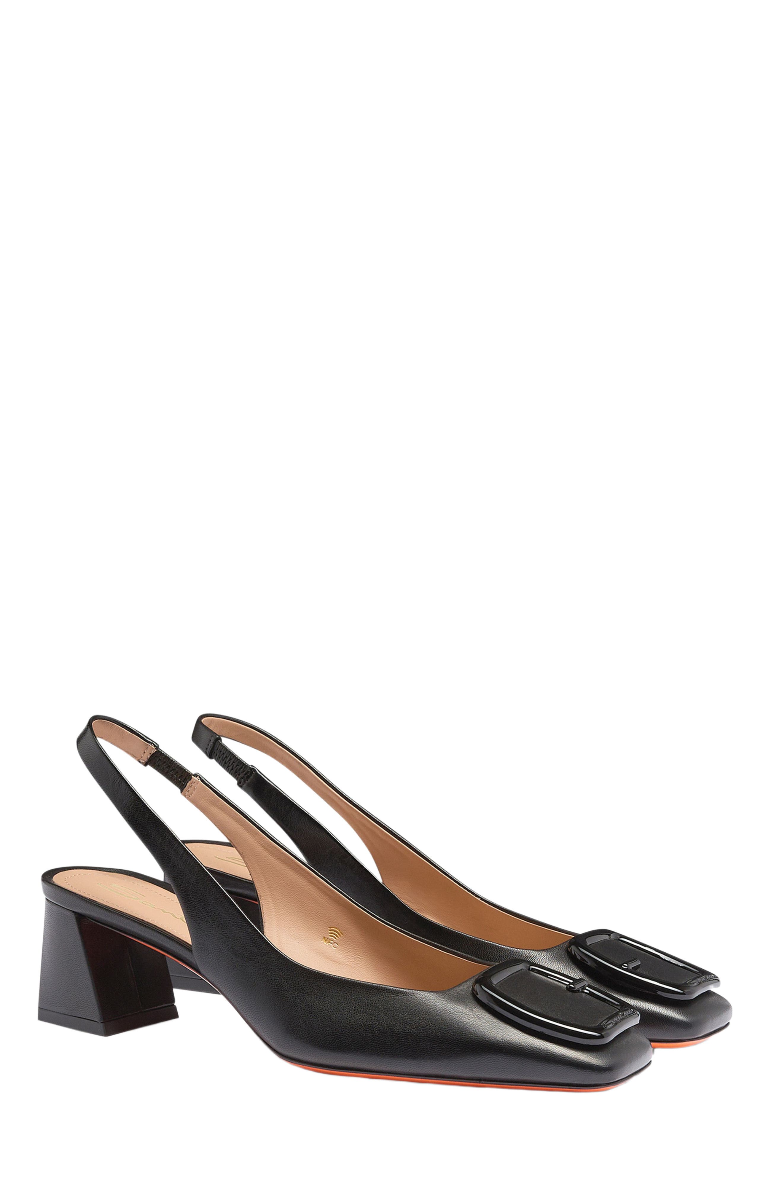 Santoni Women's mid-heel slingback, Alternate, color, Black