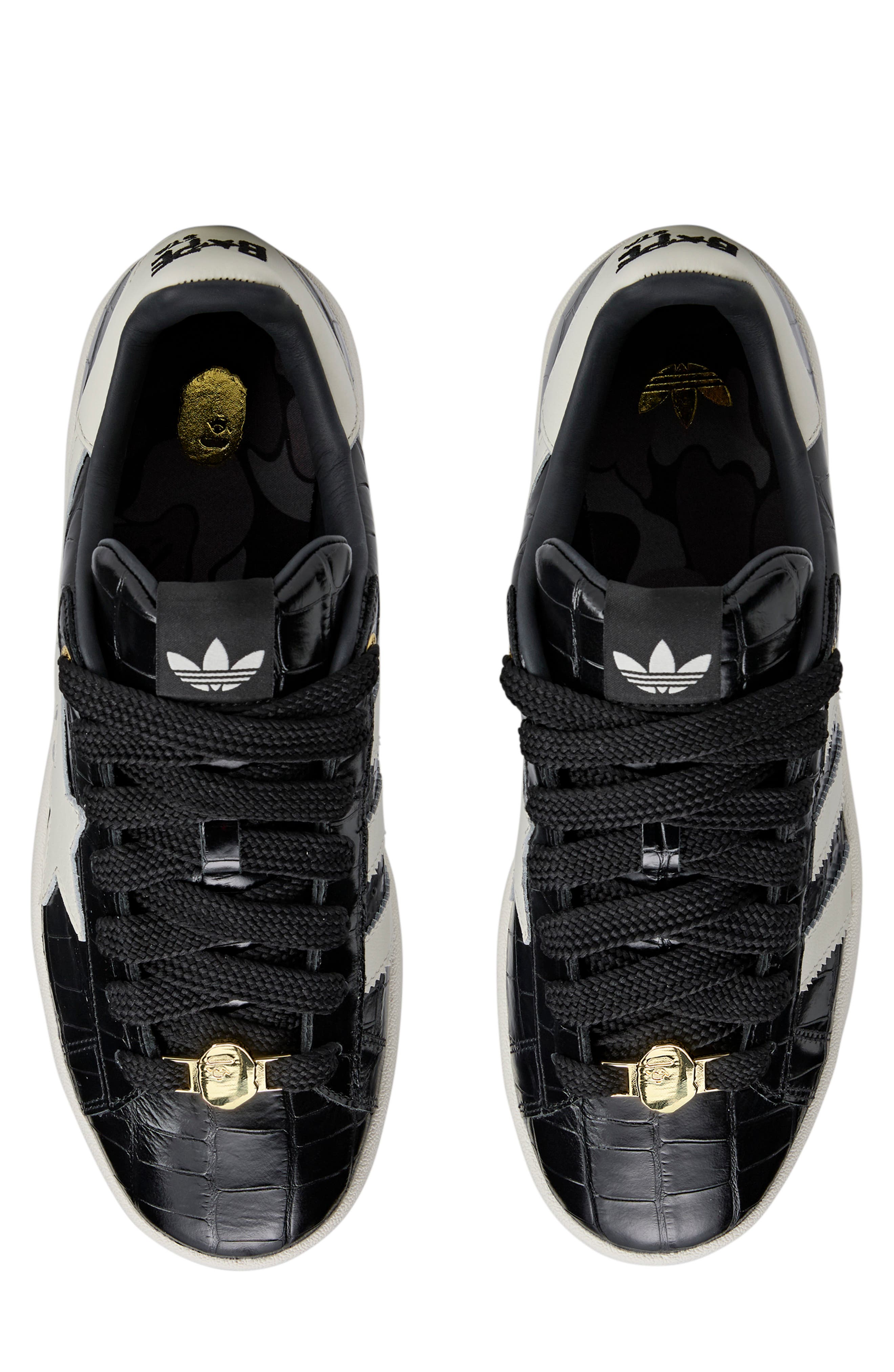 Campus 00s BAPE Croc Embossed Leather Sneaker, Alternate, color, CORE BLACK