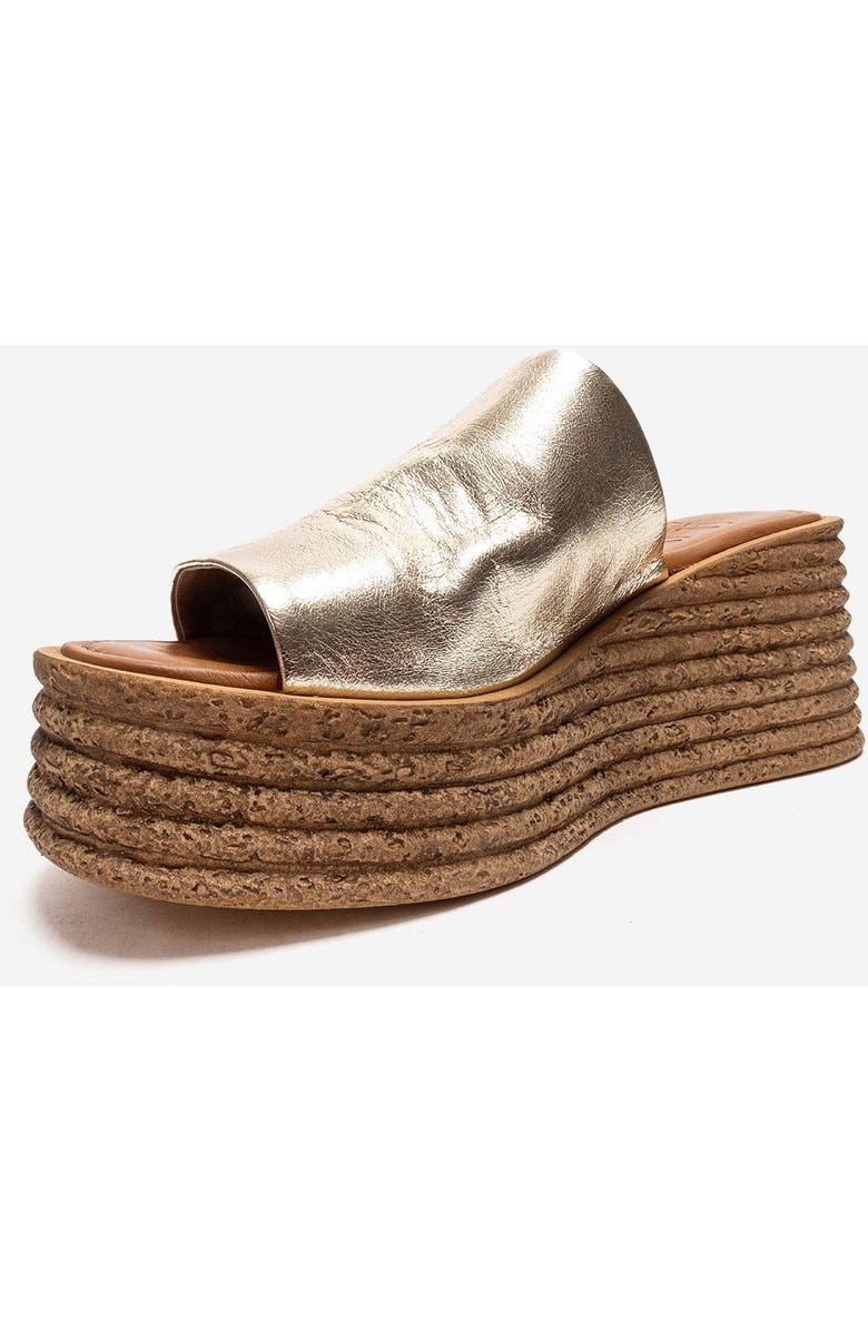 Forever & Always Shoes Marc Leather Wedge Sandal, Alternate, color, Gold