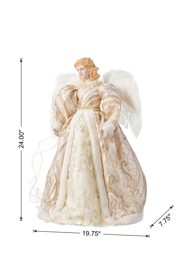 Faux Fur Christmas Elegant Angel Tree Topper, Alternate, color, White