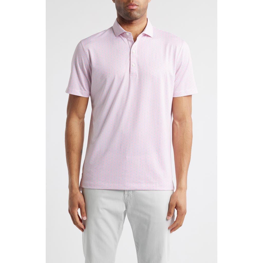 Johnnie-o Emillio Geo Print Prep-formance Golf Polo In Lobster