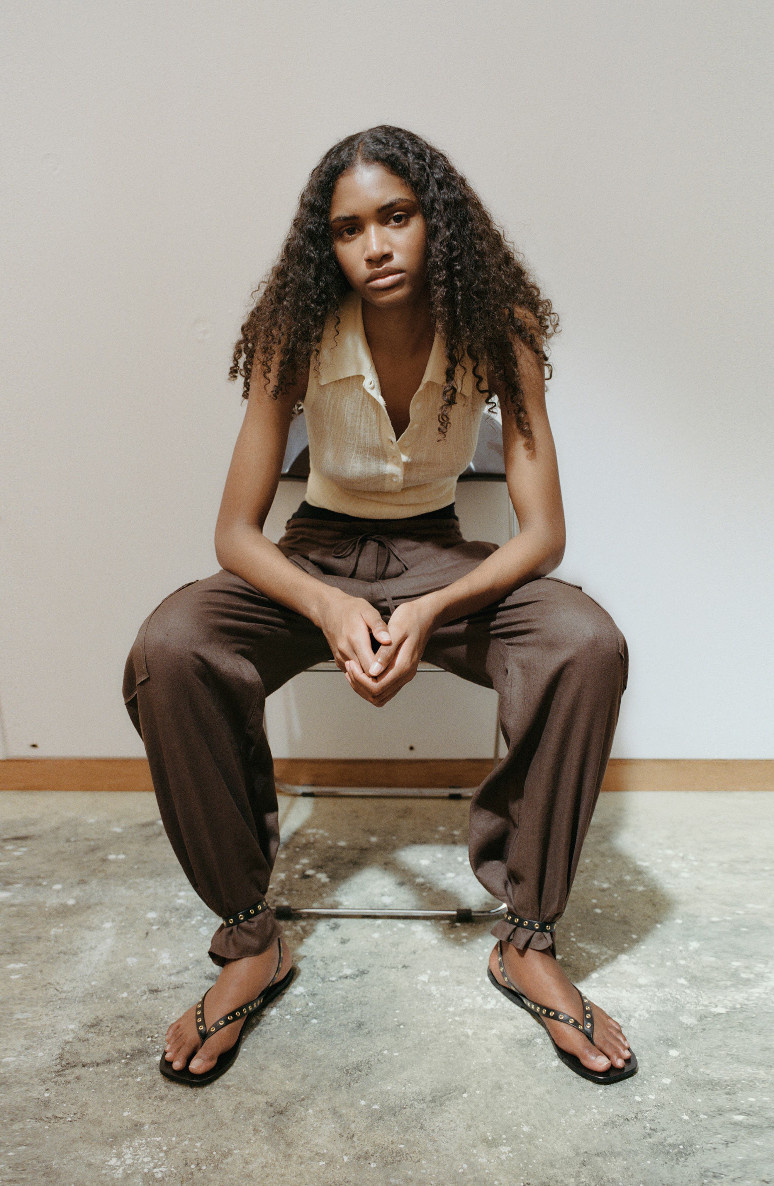 MANGO Grommet & Stud Flip Flop, Alternate, color, Khaki