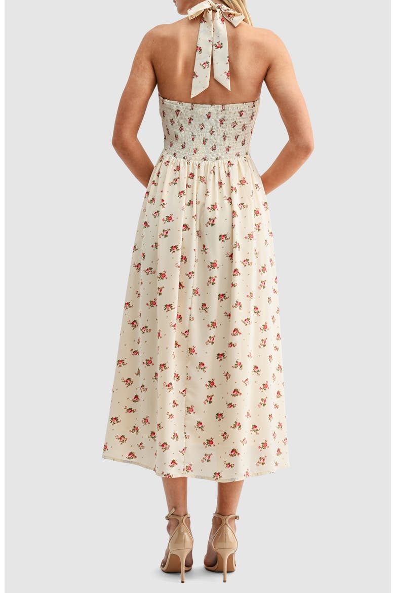 Floral Print Halter Dress, Alternate, color, CREAM FLORAL