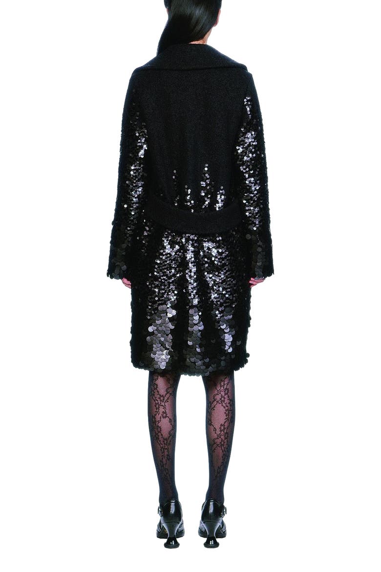 Pailettes Wool Coat, Alternate, color, Black