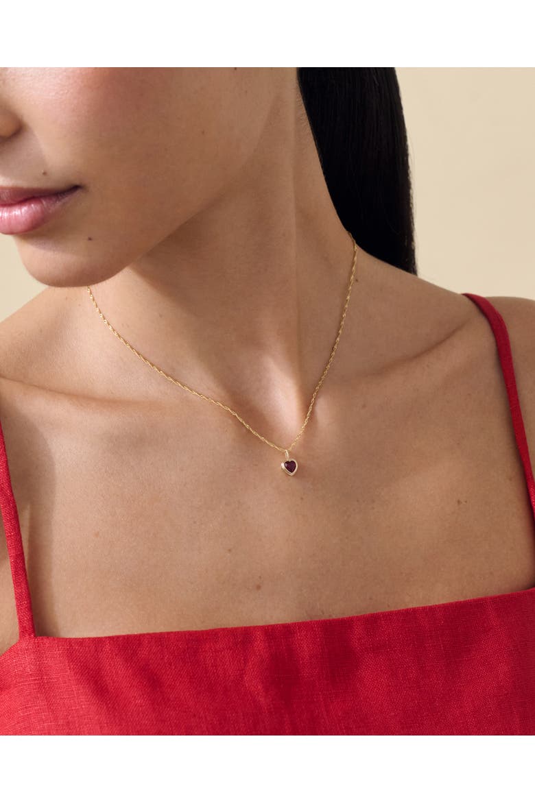 Solid Gold Heart Ruby Necklace, Alternate, color, Metallic Gold