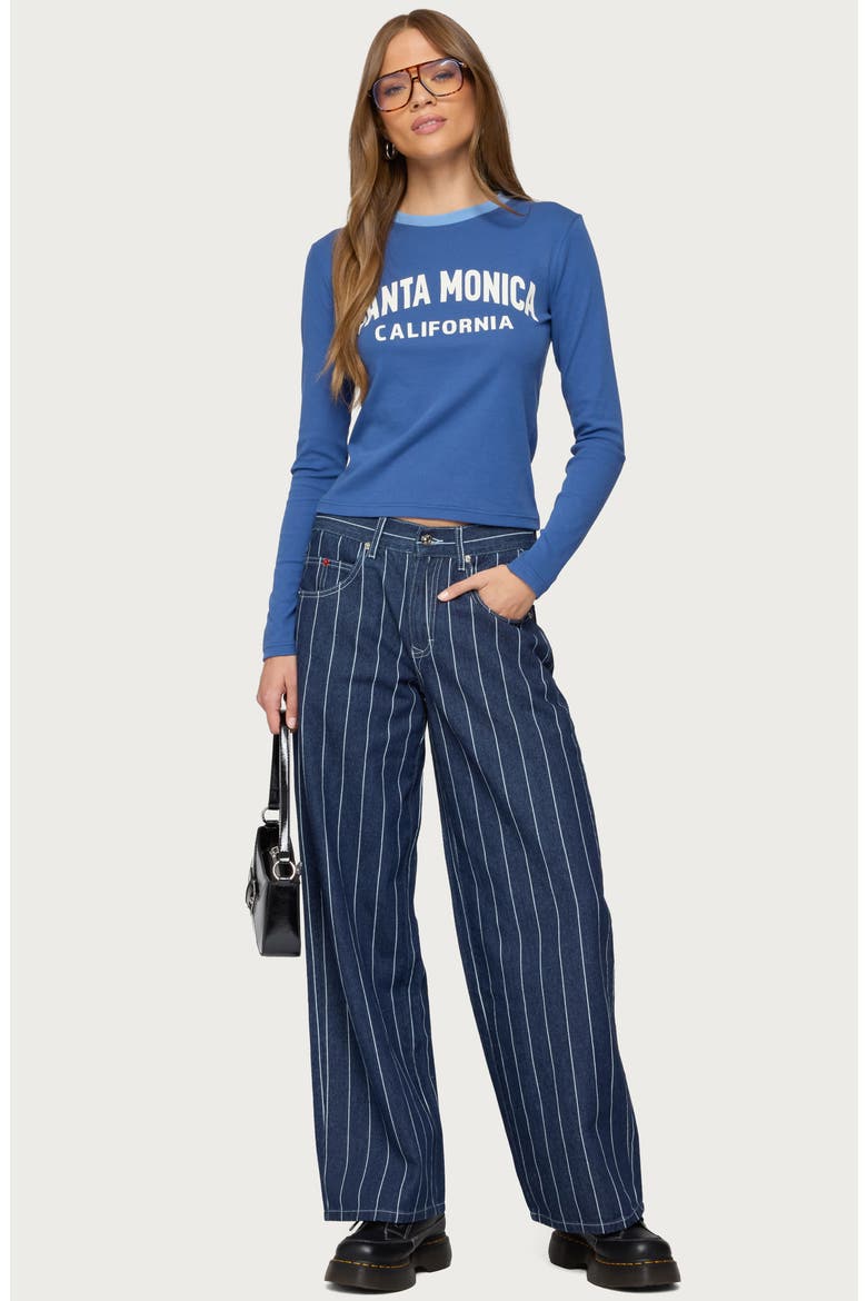 Santa Monica Long Sleeve Stretch Cotton Graphic T-Shirt, Alternate, color, BLUE