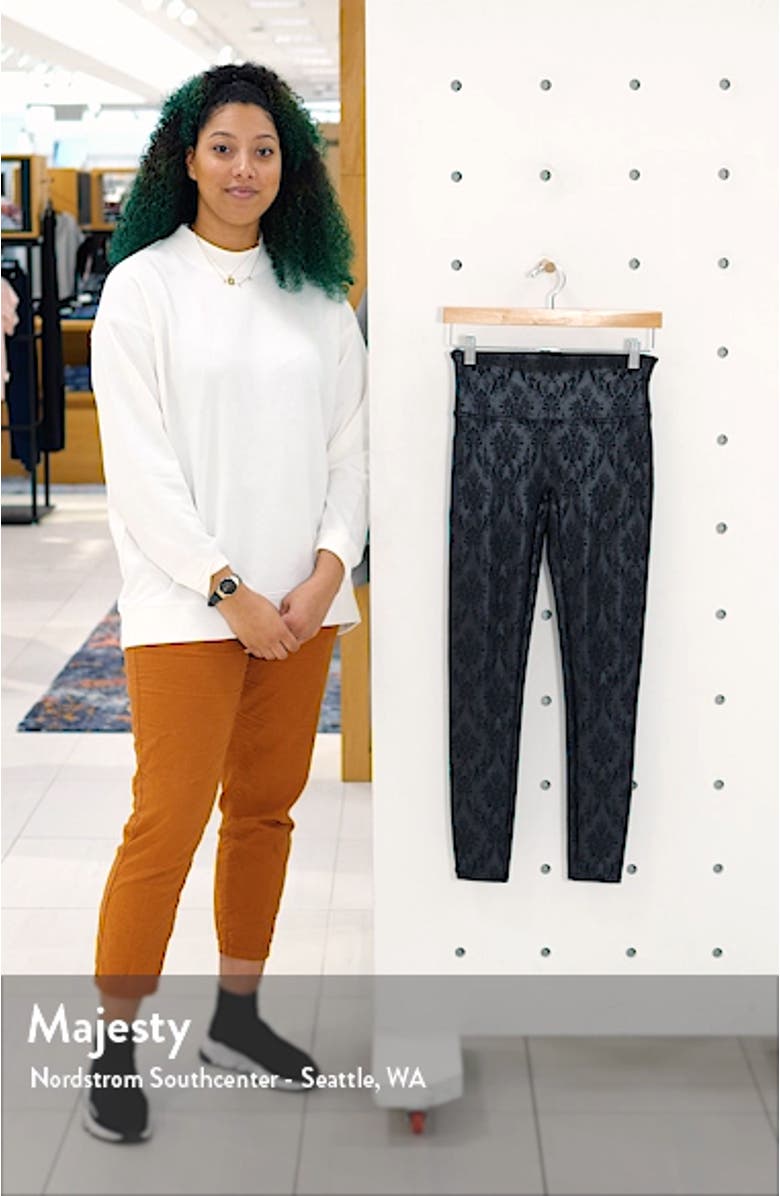 Brocade Print Faux Leather Leggings, sales video thumbnail