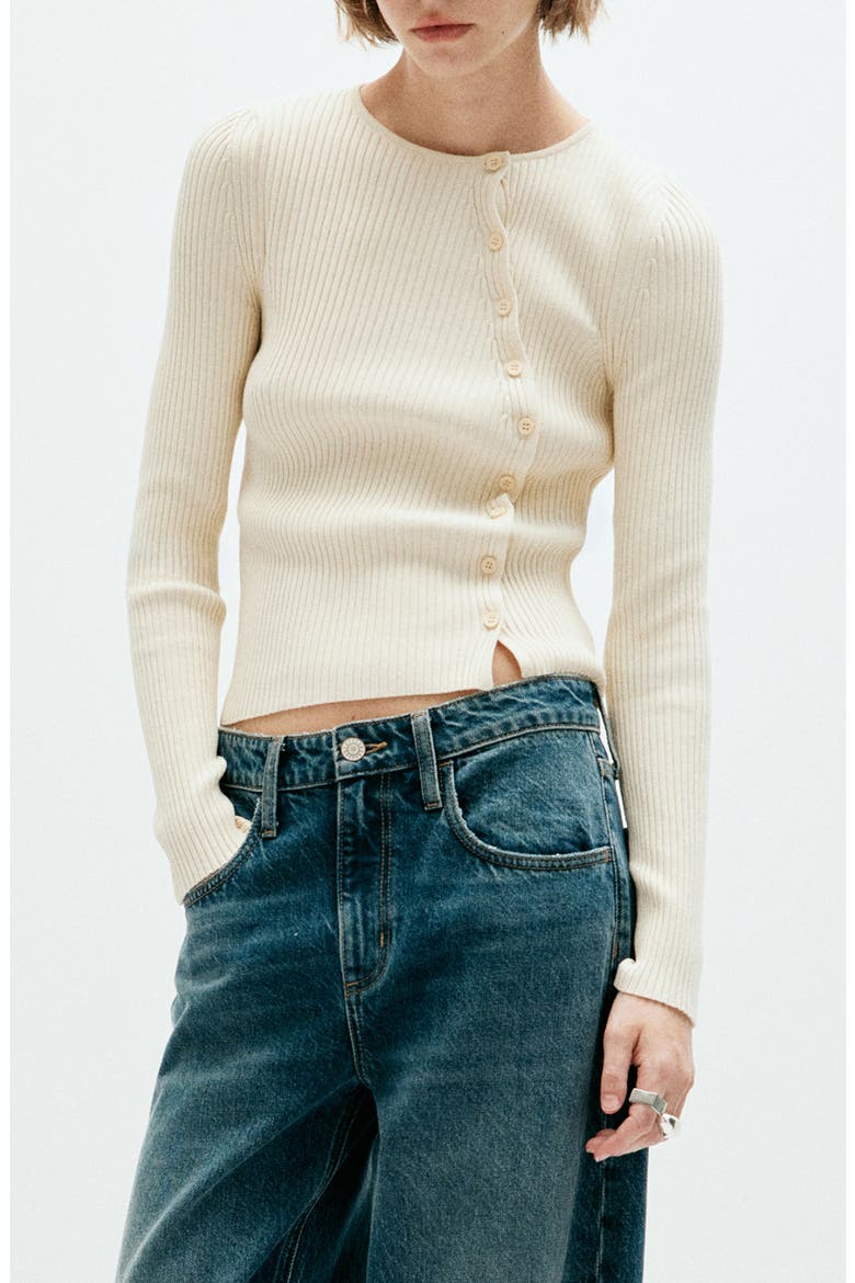 Asymmetric Rib Cardigan, Main, color, ECRU