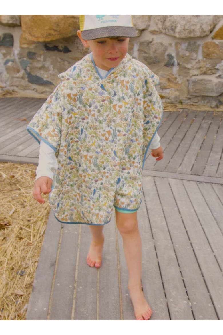 Foxy Forest Swim Poncho, Main, color, White