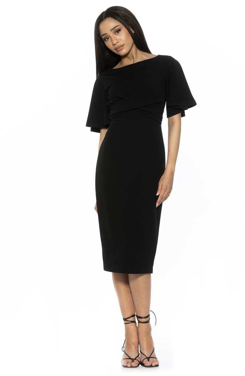 Alexia Admor Ariah Flutter Sleeve Sheath Dress, Alternate, color, Black
